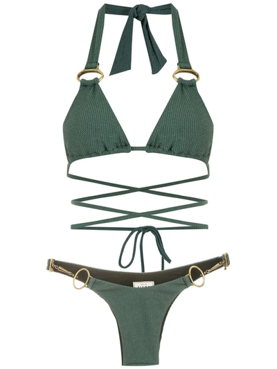 Amir Slama Wrap-around Bikini Set In Green