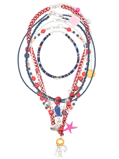 Amir Slama Five-strand Charm Necklace In Blue