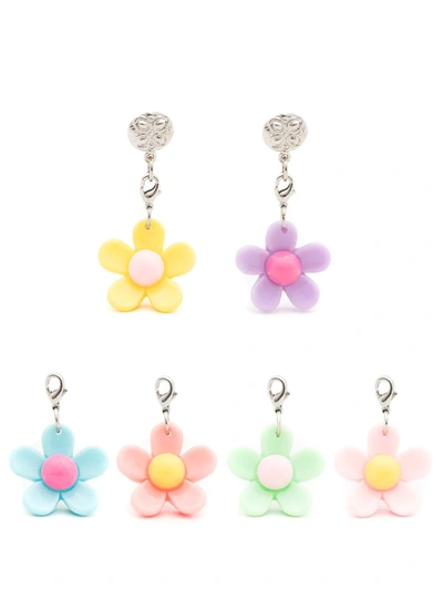 Amir Slama Floral-appliqué Drop Earrings In Multicolour