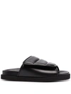 Gia Borghini Gia3 Stitched Puffy Slipper With Velcro In Black