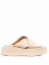 Marsèll Beige Piattaforma Leather Flatform Sandals In Neutrals