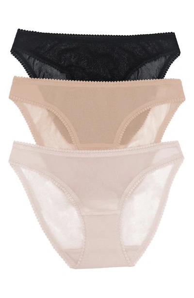 On Gossamer Women's Cotton Hip Bikini Panty, Pack Of 3 1402p3 In Champagne