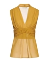 Etro Woman Top Ocher Size 12 Silk In Yellow