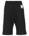 Oamc Knee-length Cotton Shorts In Black