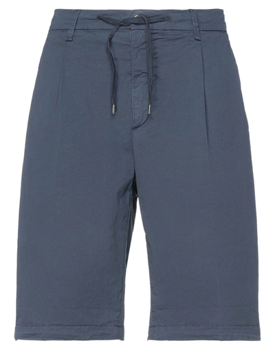 40weft Man Shorts & Bermuda Shorts Midnight Blue Size 36 Cotton, Elastane