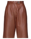 L'autre Chose L' Autre Chose Woman Shorts & Bermuda Shorts Brown Size 4 Soft Leather
