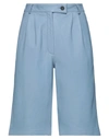L'autre Chose L' Autre Chose Woman Shorts & Bermuda Shorts Sky Blue Size 8 Soft Leather In Blue