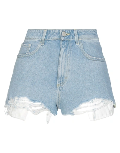 Icon Denim High-waisted Distressed Shorts In Blue