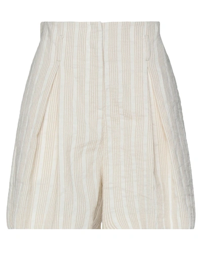 Ottod'ame Woman Shorts & Bermuda Shorts Ivory Size 6 Cotton, Linen, Polyamide, Polyester In White