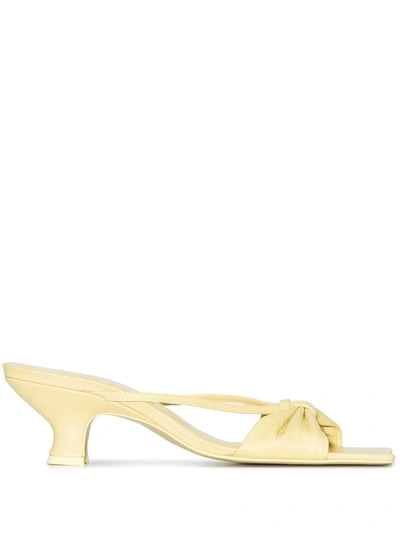By Far Freya 50mm Ruched Sandals In Yellow