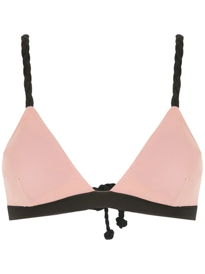 Clube Bossa Contrast-trim Triangle Bikini Top In Pink