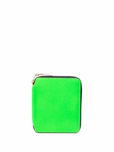 Comme Des Garçons Panelled Zip-up Wallet In Green