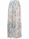 Etro Pleated Floral-print Silk-chiffon Maxi Skirt In Blue