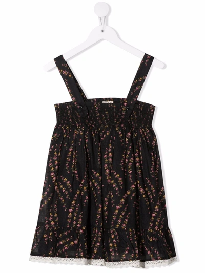 Bytimo Kids' Floral-print Sleeveless Dress In Black