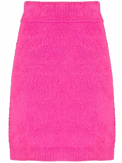 Helmut Lang Brushed Cotton-blend Mini Skirt In Fuchsia