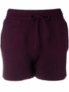 Helmut Lang Ribbed-knit Tie-waist Shorts In Purple