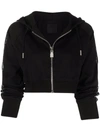 Givenchy Black Chito Edition 4g Tag Cropped Zip Hoodie In Black