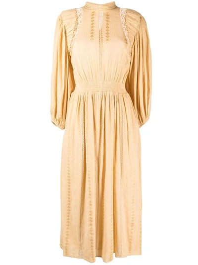 Isabel Marant Étoile Long-sleeve Gathered-detail Dress In Giallo