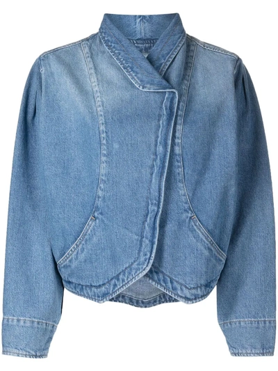 Isabel Marant Puff-sleeved Concealed Denim Jacket In Blue