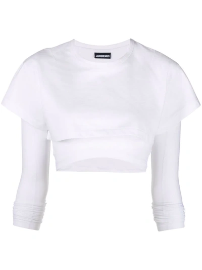 Jacquemus “le Double”棉质平纹针织t恤 In White