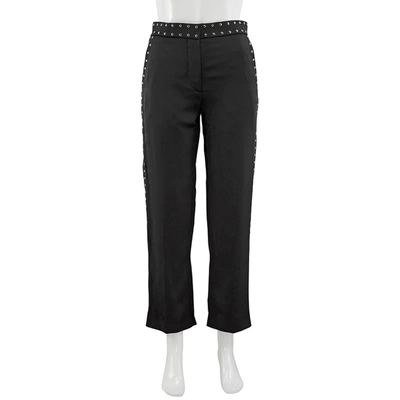 Burberry Black Silk Satin Studded Tailored Trousers, Brand Size 6 (us Size 4)