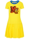 Moschino Teddy Bear Organic Cotton Dress In Yellow