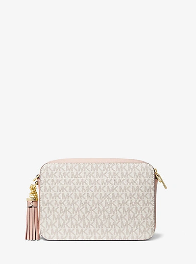MICHAEL KORS GINNY MEDIUM LOGO STRIPE CROSSBODY BAG 