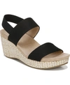 Lifestride Delta Womens Solid Ankle Strap Wedge Sandals In Black Canvas