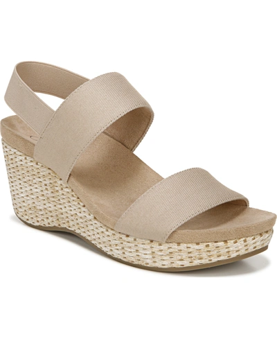Lifestride Delta Womens Solid Ankle Strap Wedge Sandals In Taupe Canvas