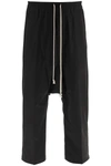 Rick Owens Black Hollywood Heavy Drawstring Cropped Trousers In Black