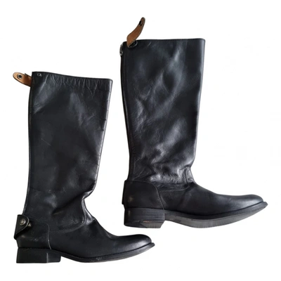 Pre-owned Frye Leather Riding Boots In Black