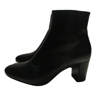Pre-owned Reiss Leather Ankle Boots In Black