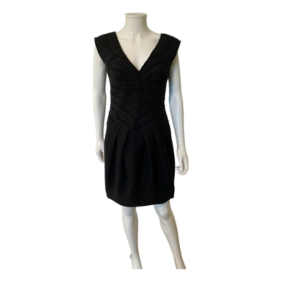 Pre-owned Herve Leger Wool Mini Dress In Anthracite