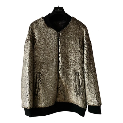 Pre-owned Pinko Faux Fur Jacket In Gold