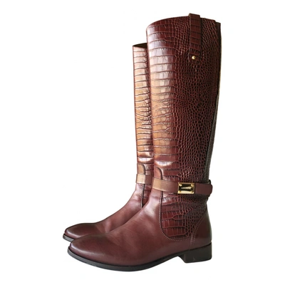 Pre-owned Luis Onofre Leather Boots In Burgundy