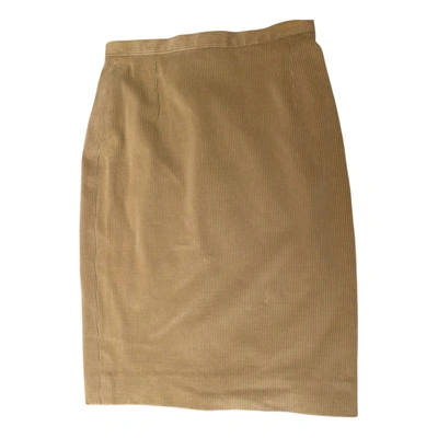 Pre-owned Saint Laurent Velvet Mid-length Skirt In Beige