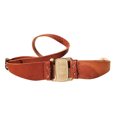 Pre-owned Replay Leather Belt In Camel