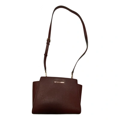 Pre-owned Michael Kors Adele Leather Handbag In Burgundy