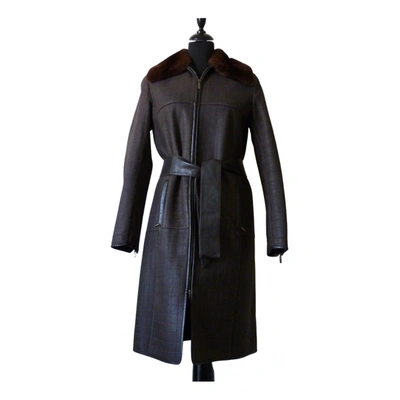 Pre-owned Max Mara Leather Coat In Brown