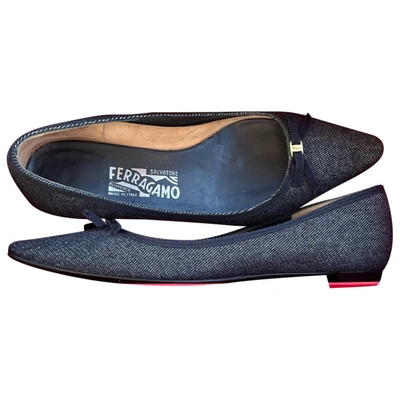 Pre-owned Ferragamo Leather Ballet Flats In Blue