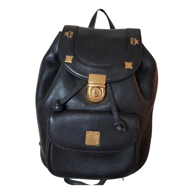Pre-owned Mcm Stark Leather Backpack In Black