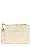 Hobo Kai Vintage Leather Card Case In Gold Metallic