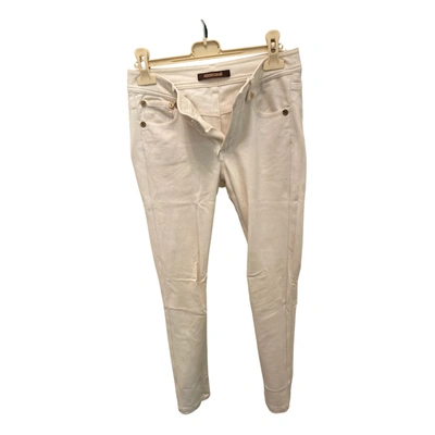Pre-owned Roberto Cavalli Straight Pants In White