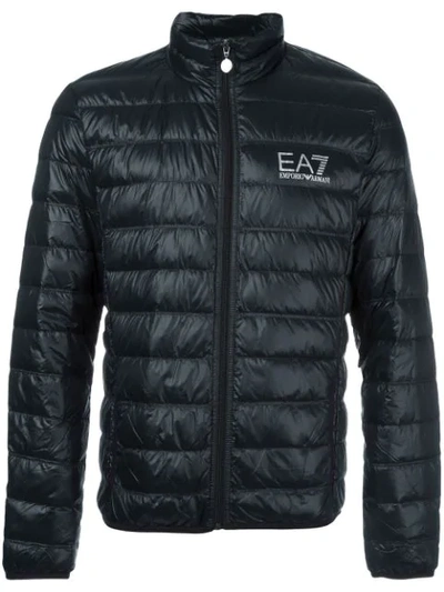 Ea7 Padded Zipped Jacket In Black