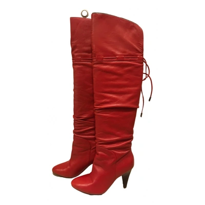 Pre-owned Guess Leather Boots In Red