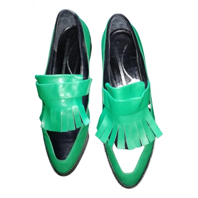 Pre-owned Krizia Leather Flats In Green