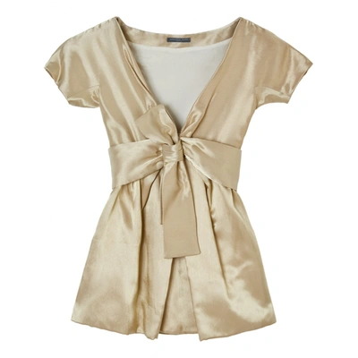 Pre-owned Alexander Mcqueen Silk Mini Dress In Gold