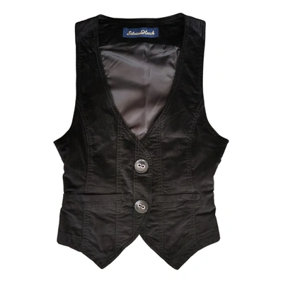 Pre-owned Silvian Heach Velvet Short Vest In Black