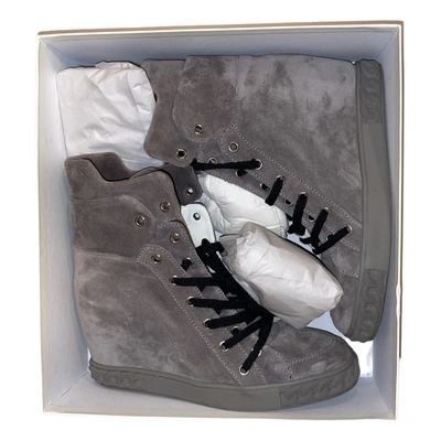 Pre-owned Casadei Lace Up Boots In Grey