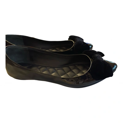 Pre-owned Stella Luna Patent Leather Ballet Flats In Black